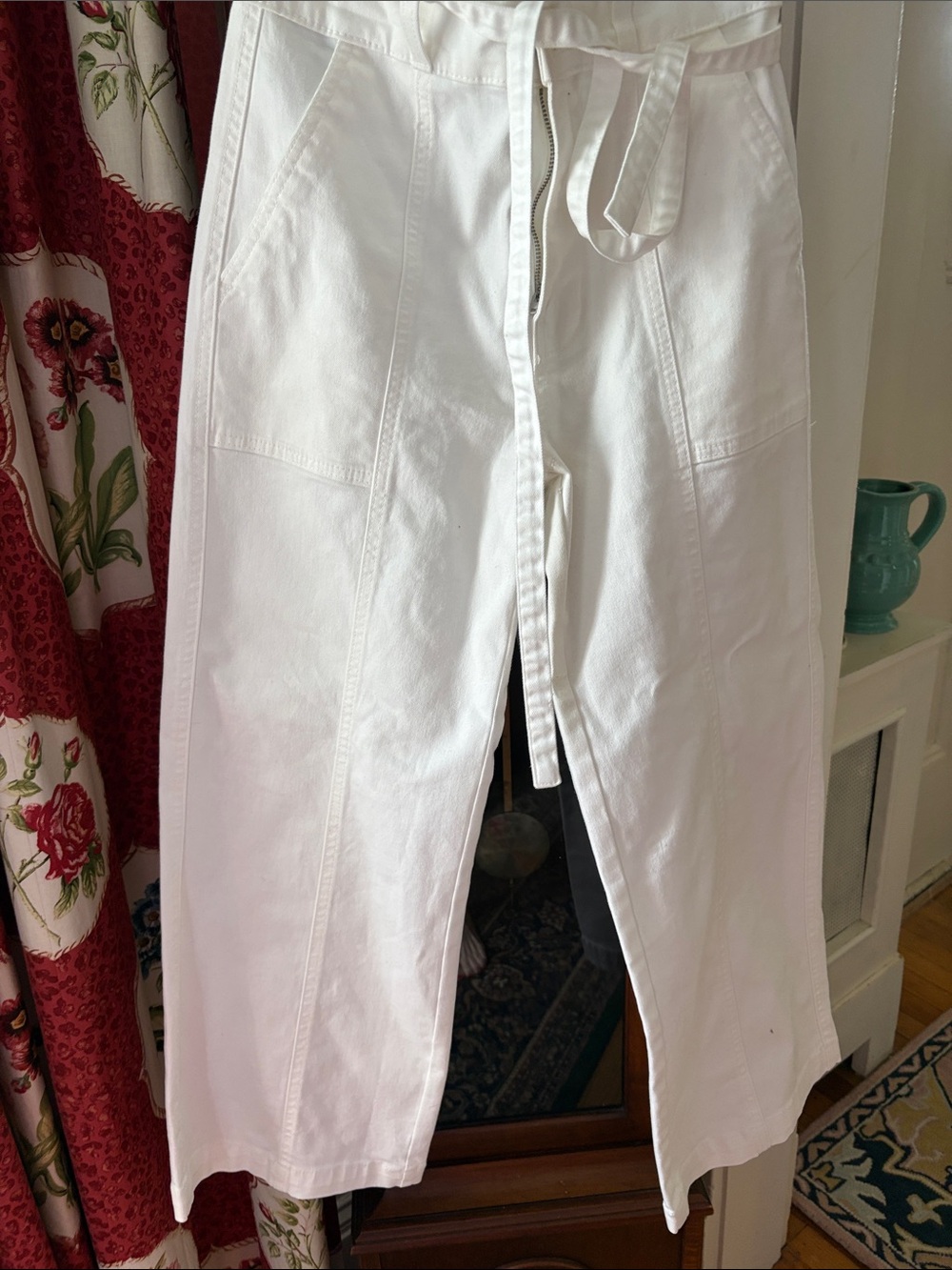 Hudson Jeans White Wide-Leg Tie-Waist Pants